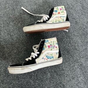 Vans Women's Black and White Floral High-Tops